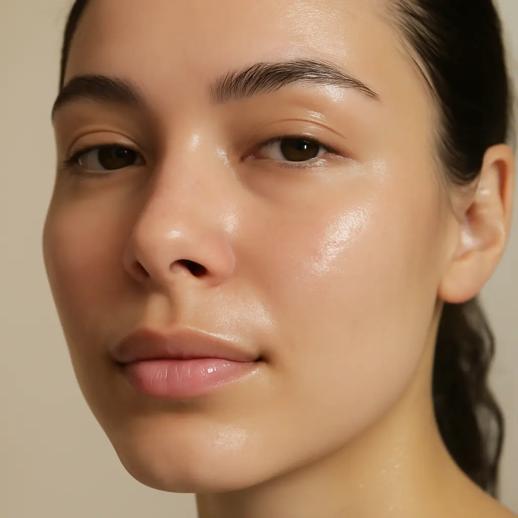 Close-up of dewy healthy skin with glow