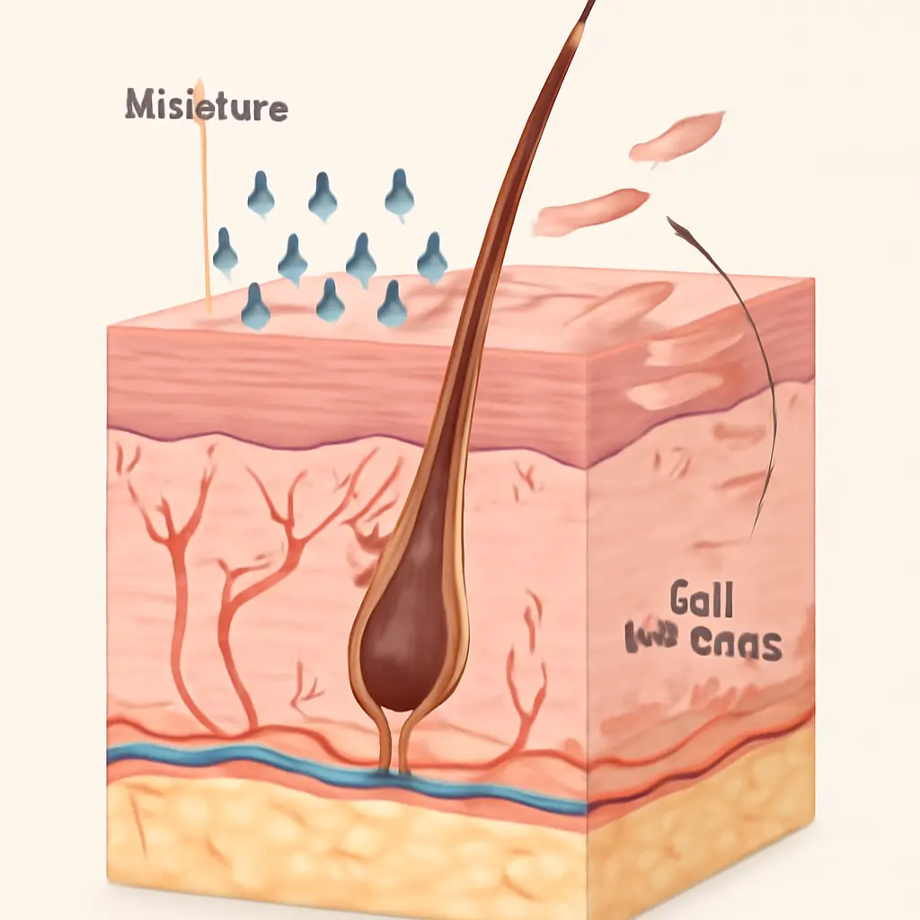Illustration of skin layers showing hydration and cell turnover